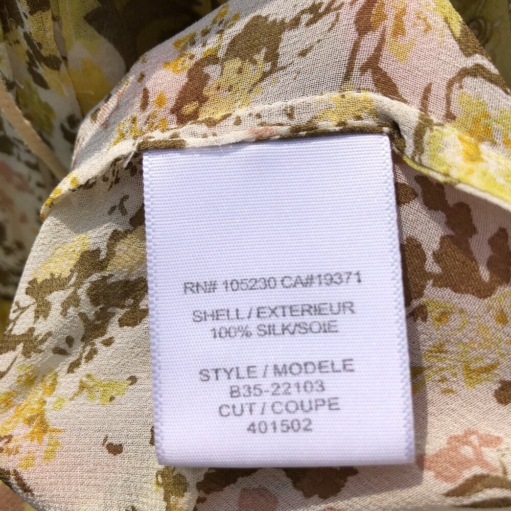 Joie Silk Medium Floral Sleeveless Top Blouse Tank Yellow V Neck White Shara - Picture 7 of 8